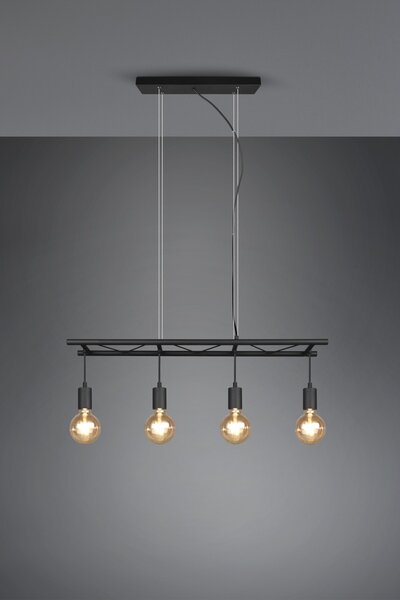 Trio R30644002 závesné stropné svietidlo Ladder 4x10W | E27 - nastaviteľná výška, drevo, čierna