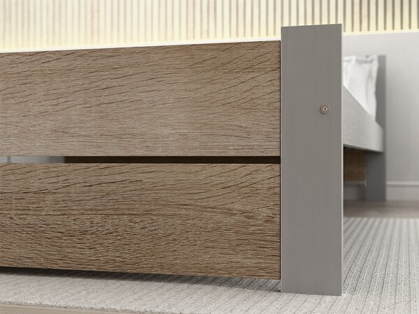 Posteľ IKAROS DOUBLE 160 x 200 cm, dub sonoma/sivá Rošt: Bez roštu, Matrac: Matrac DELUXE 10 cm
