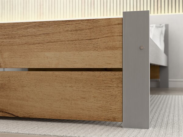Posteľ IKAROS DOUBLE 180 x 200 cm, dub artisan/sivá Rošt: Bez roštu, Matrac: Matrac DELUXE 10 cm