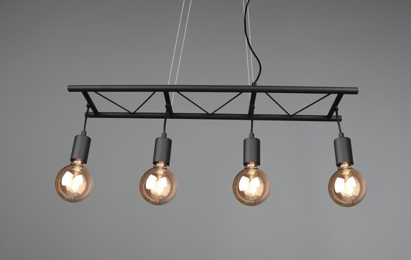 Trio R30644002 závesné stropné svietidlo Ladder 4x10W | E27 - nastaviteľná výška, drevo, čierna