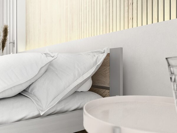 Posteľ IKAROS DOUBLE 160 x 200 cm, dub sonoma/sivá Rošt: Bez roštu, Matrac: Matrac DELUXE 10 cm