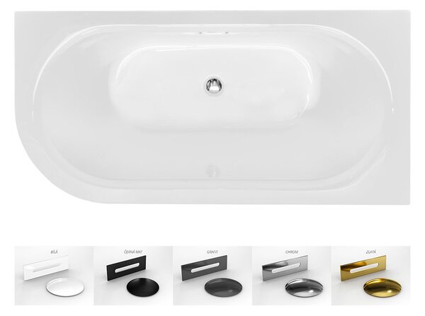 Besco Akrylátová voľne stojaca vaňa Avita A-Line BW Matt CC/SP 150x75 (160x75, 170x75), s prepadom