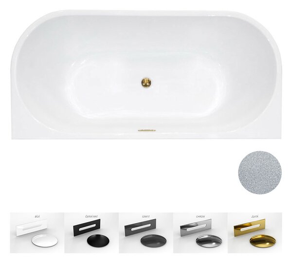 Besco Akrylátová voľne stojaca vaňa Vica NEW Glam S CC/SP 150x80 (160x80, 170x80), s prepadom