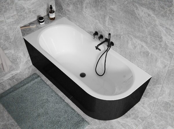 Besco Akrylátová voľne stojaca vaňa Avita A-Line BW Matt CC/SP 150x75 (160x75, 170x75), s prepadom