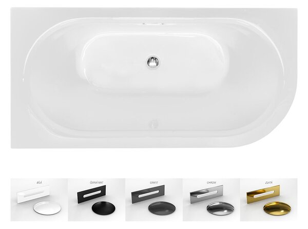 Besco Akrylátová voľne stojaca vaňa Avita A-Line BW Matt CC/SP 150x75 (160x75, 170x75), s prepadom