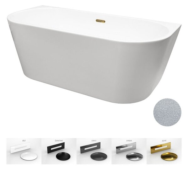 Besco Akrylátová voľne stojaca vaňa Vica NEW Glam S CC/SP 150x80 (160x80, 170x80), s prepadom