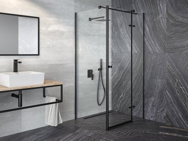 Besco Štvorcový sprchový kút PIXA BLACK SQ 90x90, výška 195 cm - bez vaničky