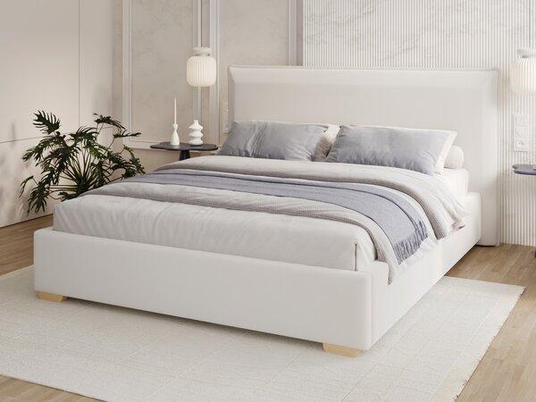 Čalúnená manželská posteľ s úložným priestorom Perfetto 140x200 - biela