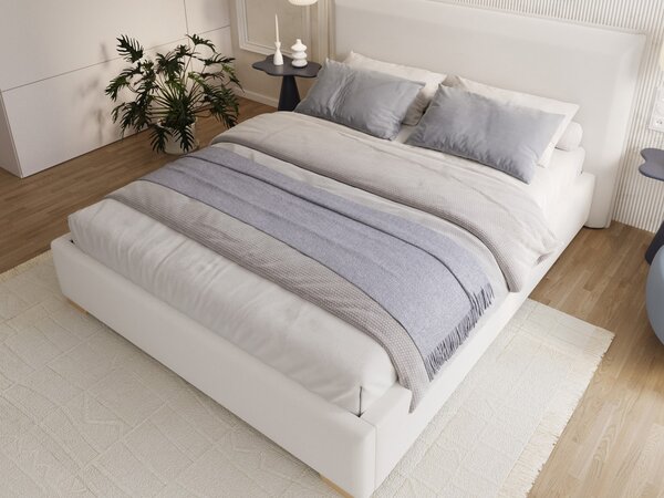 Čalúnená manželská posteľ s úložným priestorom Perfetto 140x200 - biela