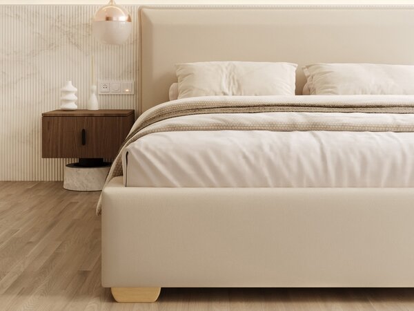 Čalúnená manželská posteľ s úložným priestorom Perfetto 140x200 - krémová