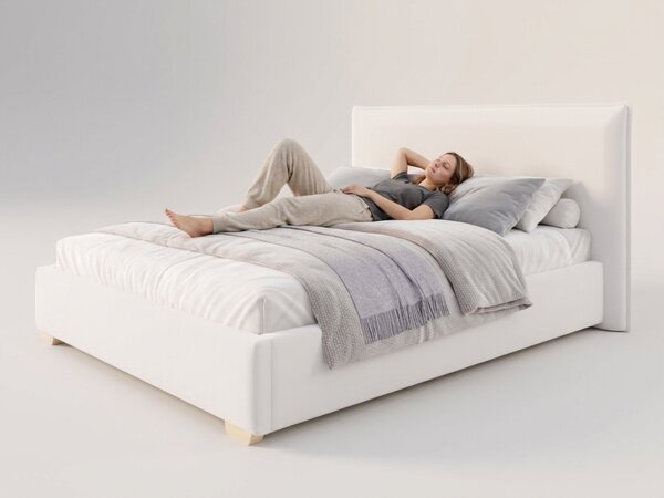 Čalúnená manželská posteľ s úložným priestorom Perfetto 140x200 - biela