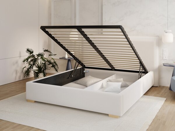 Čalúnená manželská posteľ s úložným priestorom Perfetto 140x200 - biela