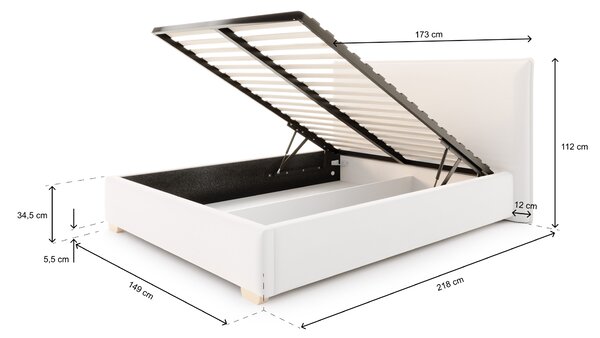 Čalúnená manželská posteľ s úložným priestorom Perfetto 140x200 - biela