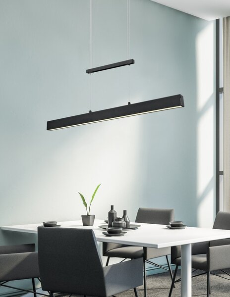 Trio R32043132 LED závesné stropné svietidlo Paros 1x21W + 5,5W | SMD | 3000lm + 1500L | 3000K - horné a spodné osvetlenie, 3 fázové stmievanie, nastaviteľná výška, matná čierna