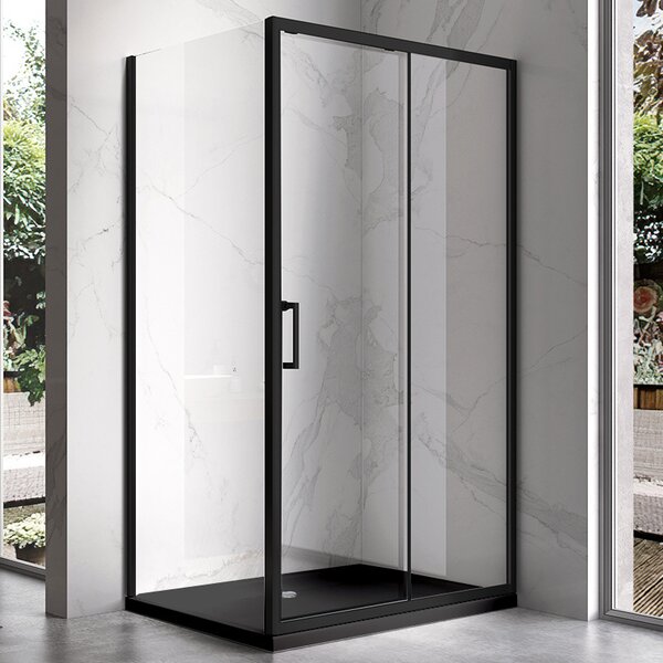 BPS-koupelny Obdĺžnikový sprchový kút KZ103A BL 100x80 čierny/transparent + vanička ST03A BL čierna