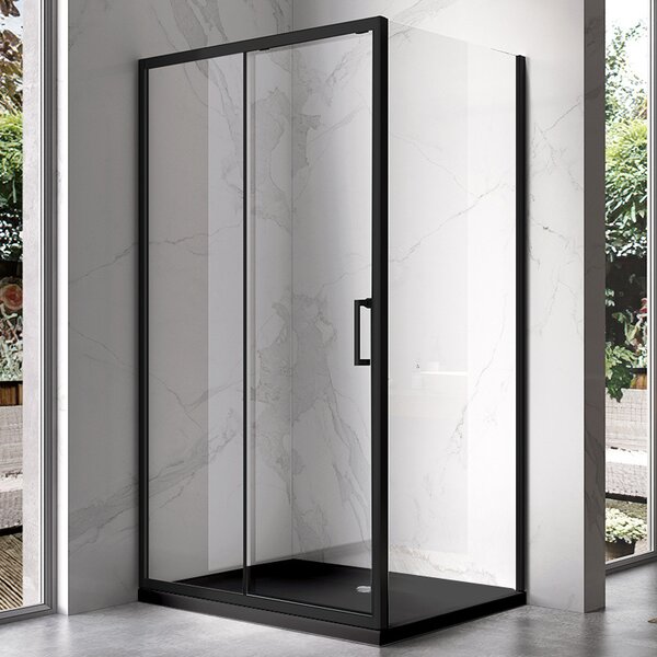 BPS-koupelny Obdĺžnikový sprchový kút KZ103A BL 100x80 čierny/transparent + vanička ST03A BL čierna