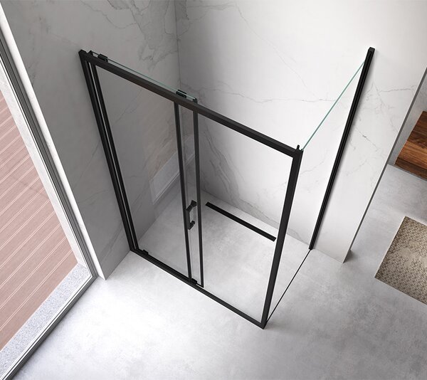 BPS-koupelny Obdĺžnikový sprchový kút KZ103A BL 100x80 čierny/transparent + vanička ST03A BL čierna