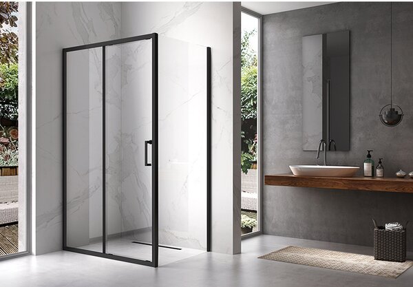 BPS-koupelny Obdĺžnikový sprchový kút KZ103A BL 100x80 čierny/transparent + vanička ST03A BL čierna