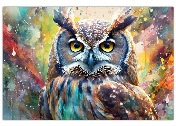 Obraz - Maľba sovy (90x60 cm)