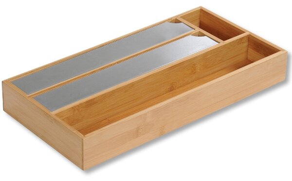 Drevený organizér na fólie s rezačkou Quatro, 42x19x5,5 cm
