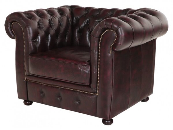 Pohovka jednomiestna Chesterfield Liverpool z pravej hovädzej kože New Red