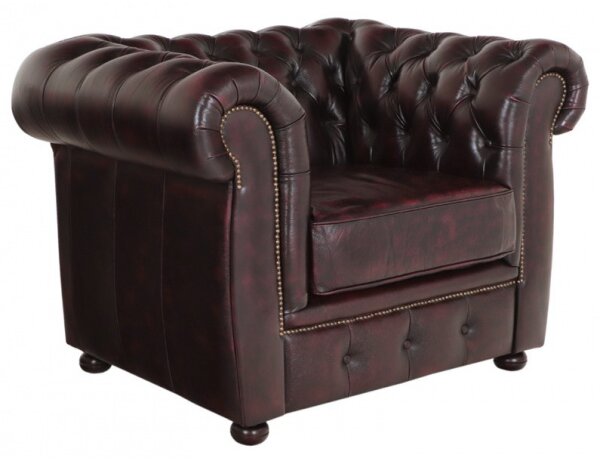 Pohovka jednomiestna Chesterfield Liverpool z pravej hovädzej kože New Red