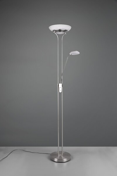 Trio R40073507 LED stojacie svietidlo Orson 1x27W + 1x4,5W | 3150lm | 3000K | IP20 - stmievateľné, pamäťová funkcia, oddelené vypínače, nikel s alabastrom