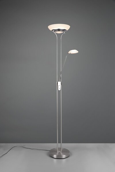 Trio R40073507 LED stojacie svietidlo Orson 1x27W + 1x4,5W | 3150lm | 3000K | IP20 - stmievateľné, pamäťová funkcia, oddelené vypínače, nikel s alabastrom