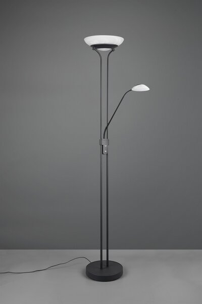 Trio R40073532 LED stojacie svietidlo Orson 1x27W + 1x4,5W | 3150lm | 3000K | IP20 - stmievateľné, pamäťová funkcia, oddelené vypínače, čierna s alabastrom