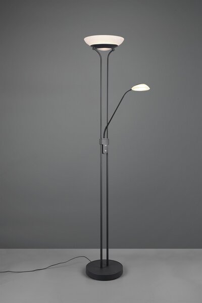 Trio R40073532 LED stojacie svietidlo Orson 1x27W + 1x4,5W | 3150lm | 3000K | IP20 - stmievateľné, pamäťová funkcia, oddelené vypínače, čierna s alabastrom