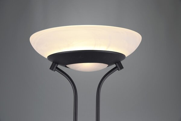 Trio R40073532 LED stojacie svietidlo Orson 1x27W + 1x4,5W | 3150lm | 3000K | IP20 - stmievateľné, pamäťová funkcia, oddelené vypínače, čierna s alabastrom