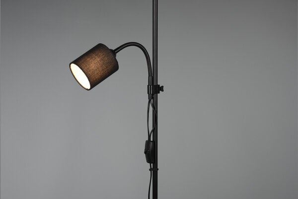 Trio R40192002 stojacie svietidlo Owen 1x42W + 10W | E27 + E14 - ohybné rameno, oddelené vypínače, čierna