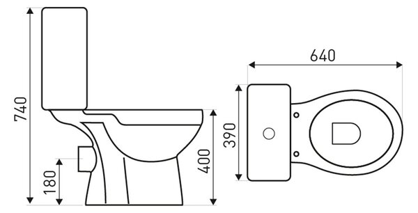 Novoterm WC kombi NV-Clear ZO so zadným odpadom a WC sedadlom
