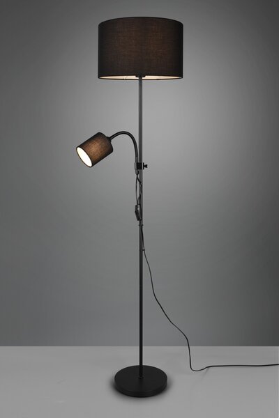 Trio R40192002 stojacie svietidlo Owen 1x42W + 10W | E27 + E14 - ohybné rameno, oddelené vypínače, čierna