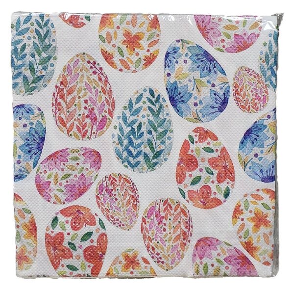 Farebné papierové obrúsky so zdobenými vajíčkami - 33*33 cm (20ks) - Clayre & Eef