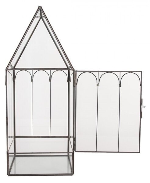 Mosadzný antik dekoračný skleník/ vitrína Cloelia - 15*15*38 cm - Clayre & Eef