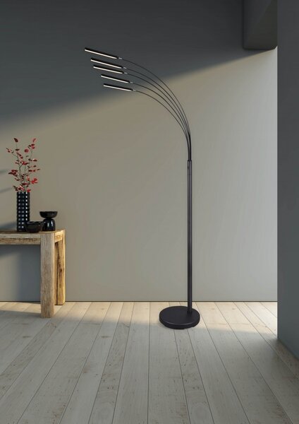 Trio R41031507 LED stojacie svietidlo Reed 5x3,5W | 1750lm | 3000K | IP20 - vypínač na tele, pamäťová funkcia, 3 fázové stmievanie, nikel