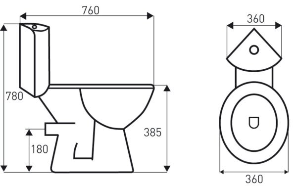 Novoterm Rohové WC kombi NV-Corner KR 61 ZO so zadným odpadom a SoftClose sedadlom