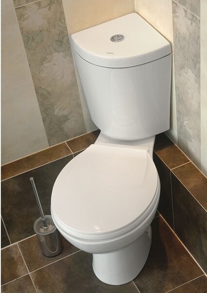 Novoterm Rohové WC kombi NV-Corner KR 61 ZO so zadným odpadom a SoftClose sedadlom