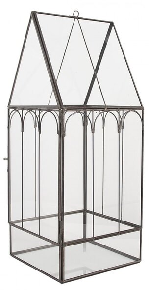 Mosadzný antik dekoračný skleník/ vitrína Cloelia - 15*15*38 cm - Clayre & Eef