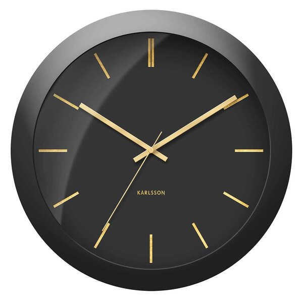 KARLSSON Nástenné hodiny Globe – čierne 40× 12 cm