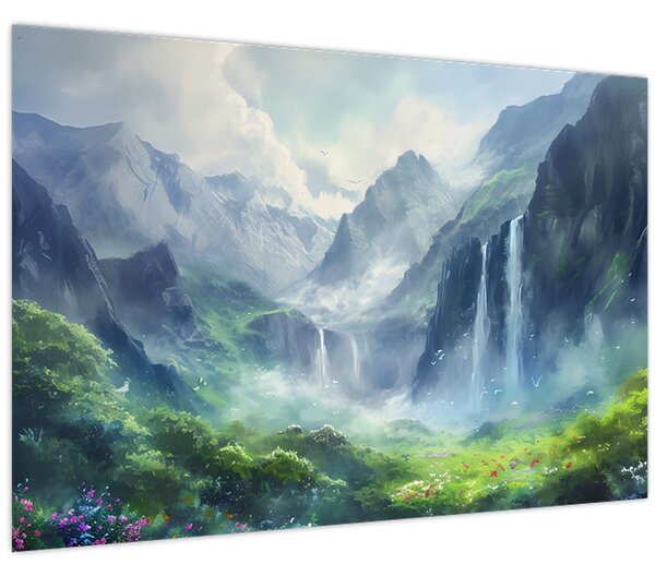 Obraz - Údolie vodopádov (90x60 cm)