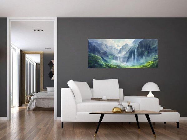 Obraz - Údolie vodopádov (120x50 cm)