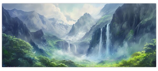 Obraz - Údolie vodopádov (120x50 cm)