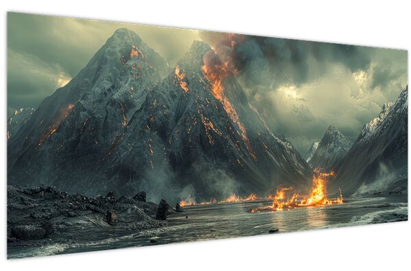 Obraz - Erupcia sopky (120x50 cm)