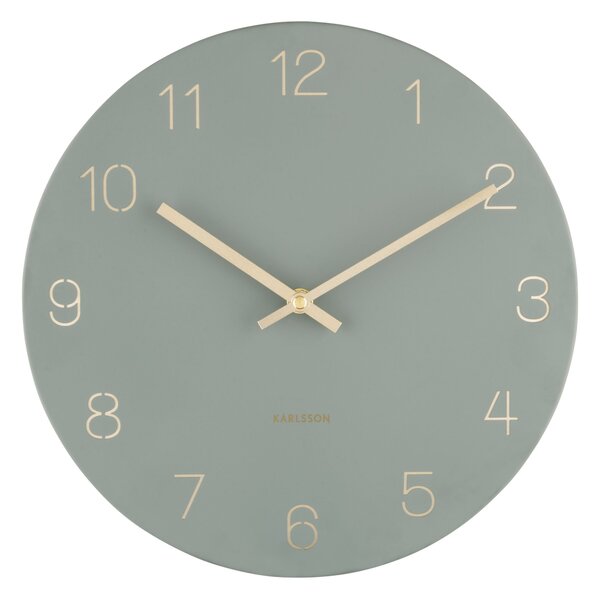 KARLSSON Nástenné hodiny Charm – tmavozelená ∅ 30 × 3,5 cm