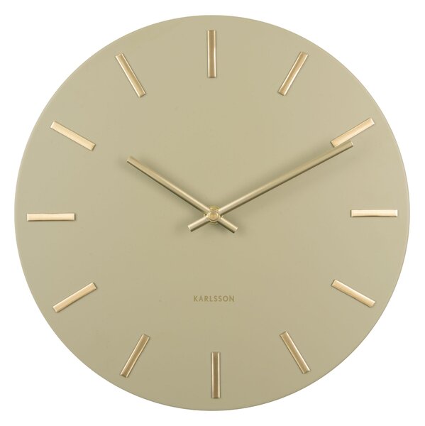 KARLSSON Nástenné hodiny Charm Steel – zelená ∅ 30 × 3,5 cm