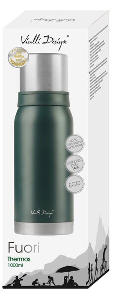 Zelený cestovný termohrnček Vialli Design Fuori, 1 l