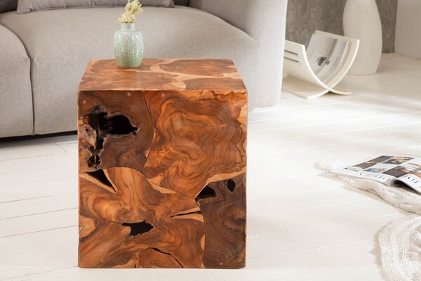 Dizajnový odkladací stolík Junk 40 cm teak