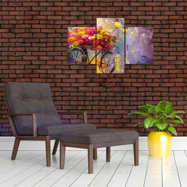 Obraz - Bicykel s kvetmi (90x60 cm)